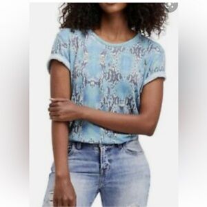 We The Free,  Free People Snakeskin Print  Short‎ Sleeve T-Shirt, Women’s Small